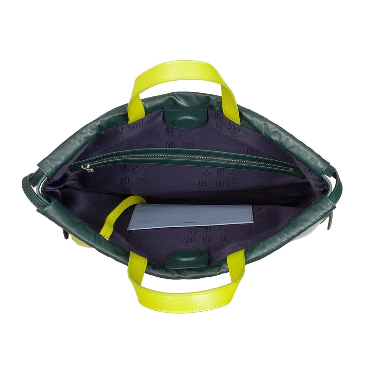 Dudu -taske i Sacca i læder til mode sportspose taske med coulisse og tynde læder skulderstropper
