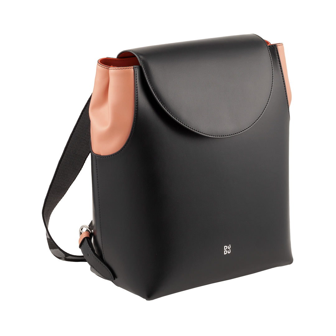 DuDu Multifunktion afslappet rygsæk rygsæk lavet i Italien læder i blødt nappa læder med klap