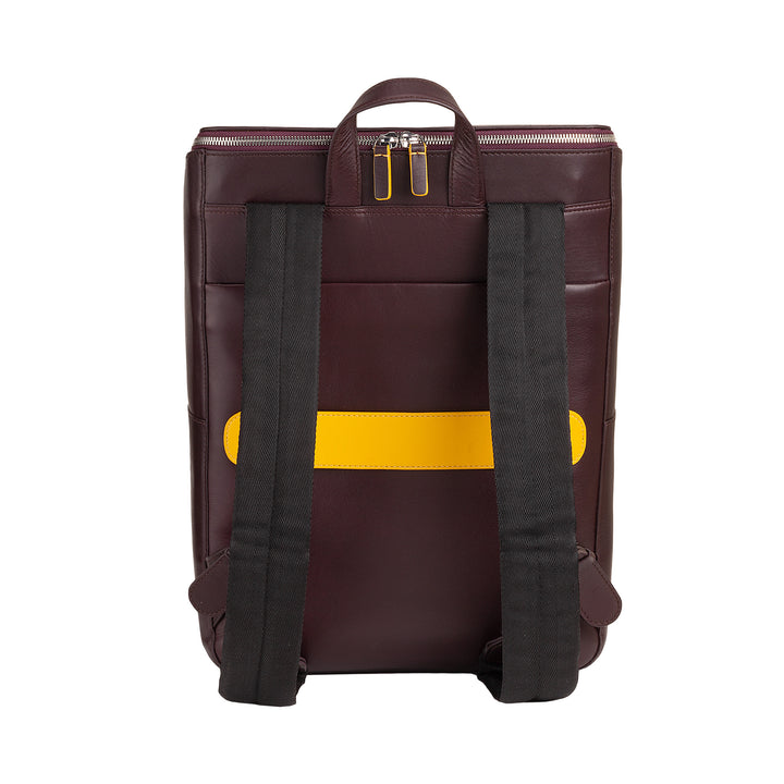 DuDu Mænds pc -rygsæk i læder til computer, bærbar computer, notesbog og iPad -tabletter op til 16 ”, support til vogn og anti -tyveri hængsel